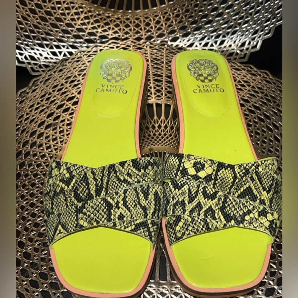 Vince Camuto Lime Snake Print Women's Sandals